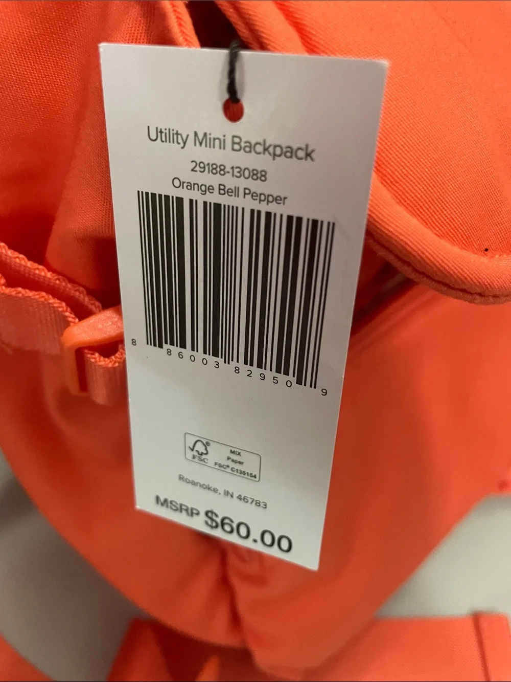 Vera Bradley Utility Mini Backpack Bright Orange NWT
